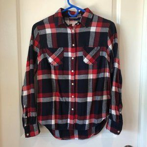 Flannel button up long sleeve top